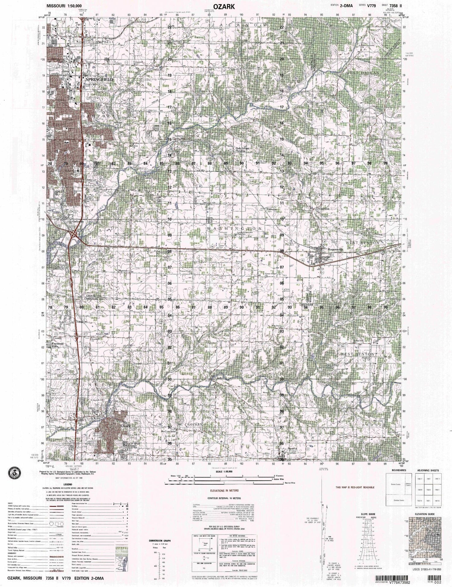 Ozark Missouri Military 1:50,000 Map