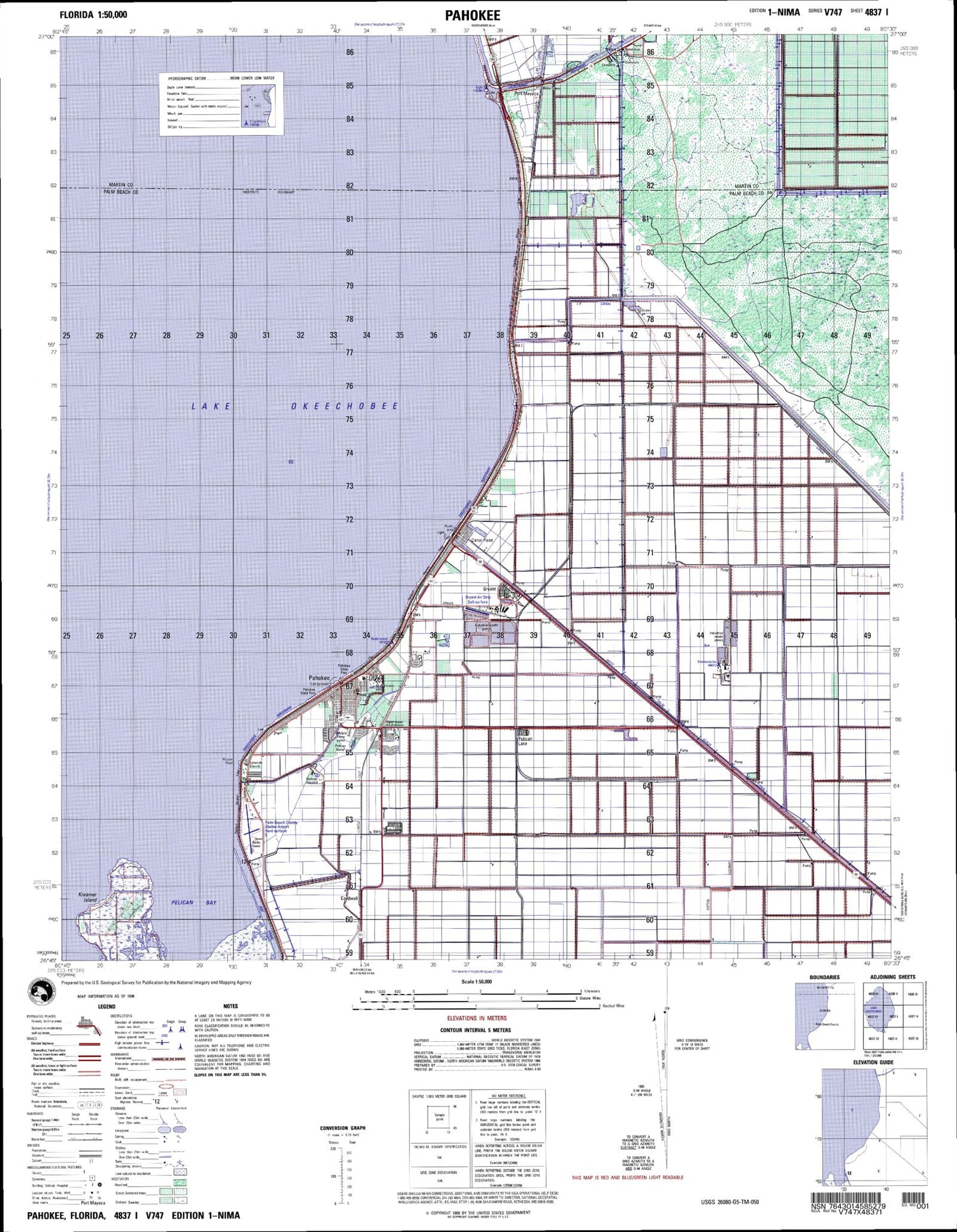 Pahokee Florida Military 1:50,000 Map