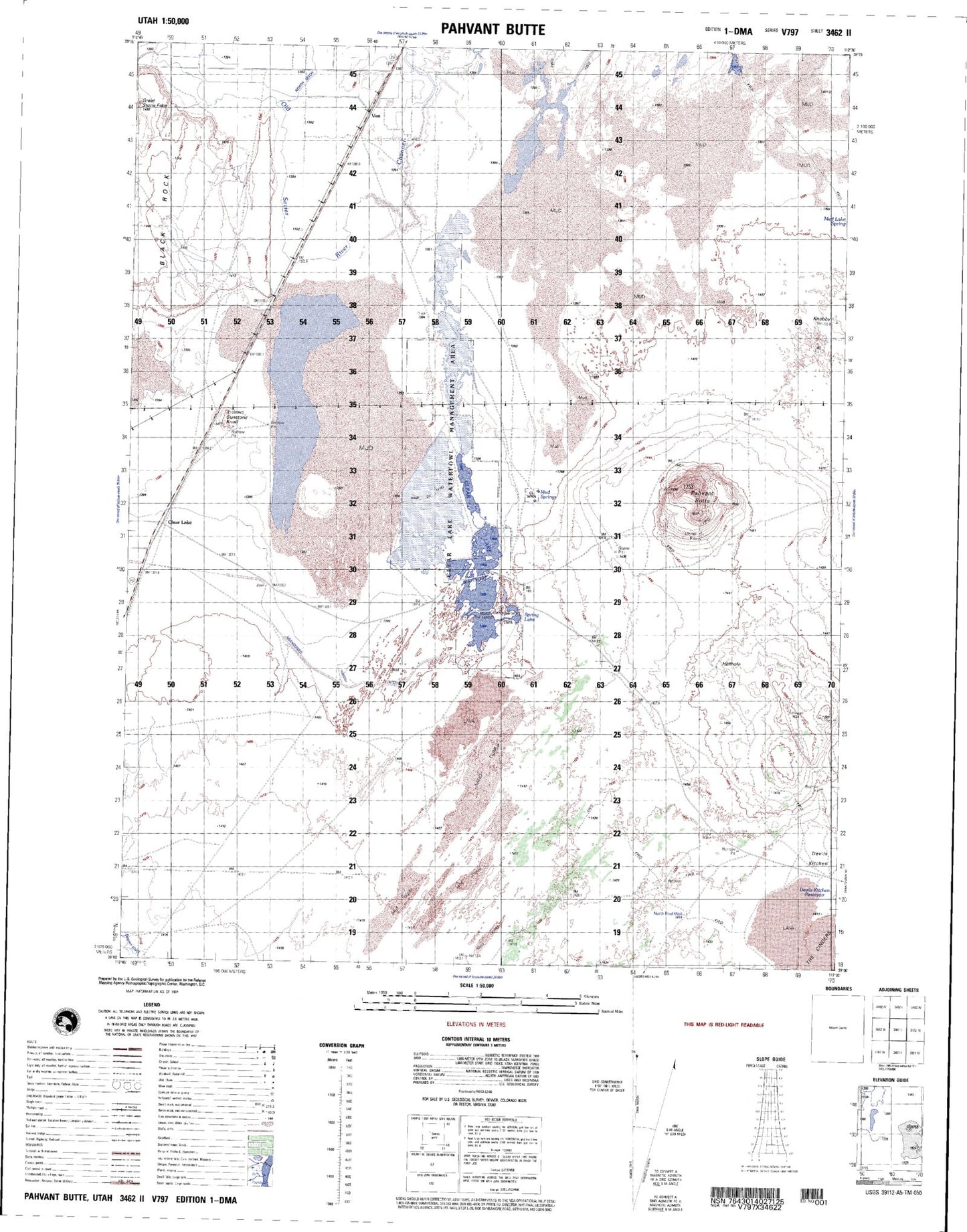 Pahvant Butte Utah Military 1:50,000 Map