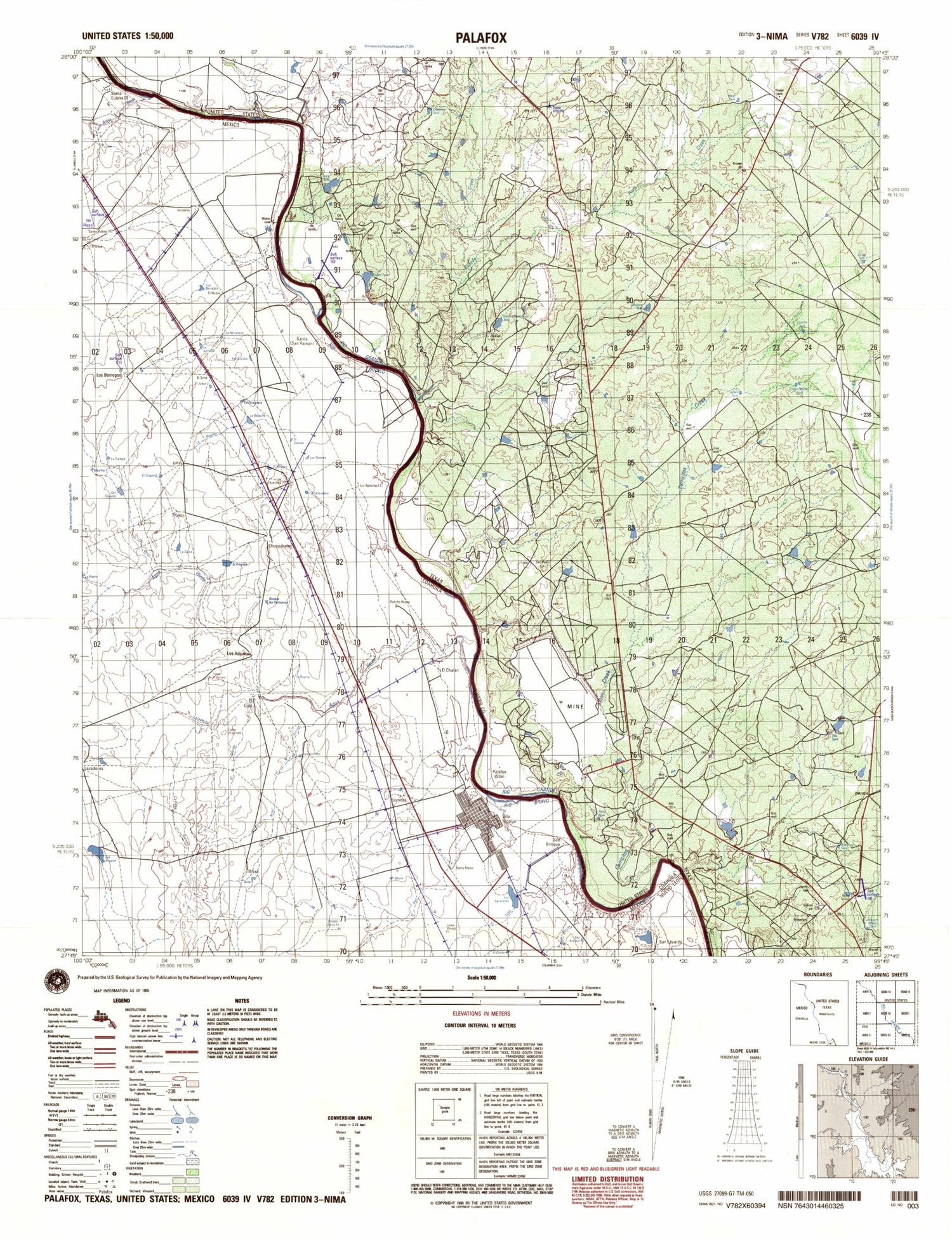 Palafox Texas Military 1:50,000 Map