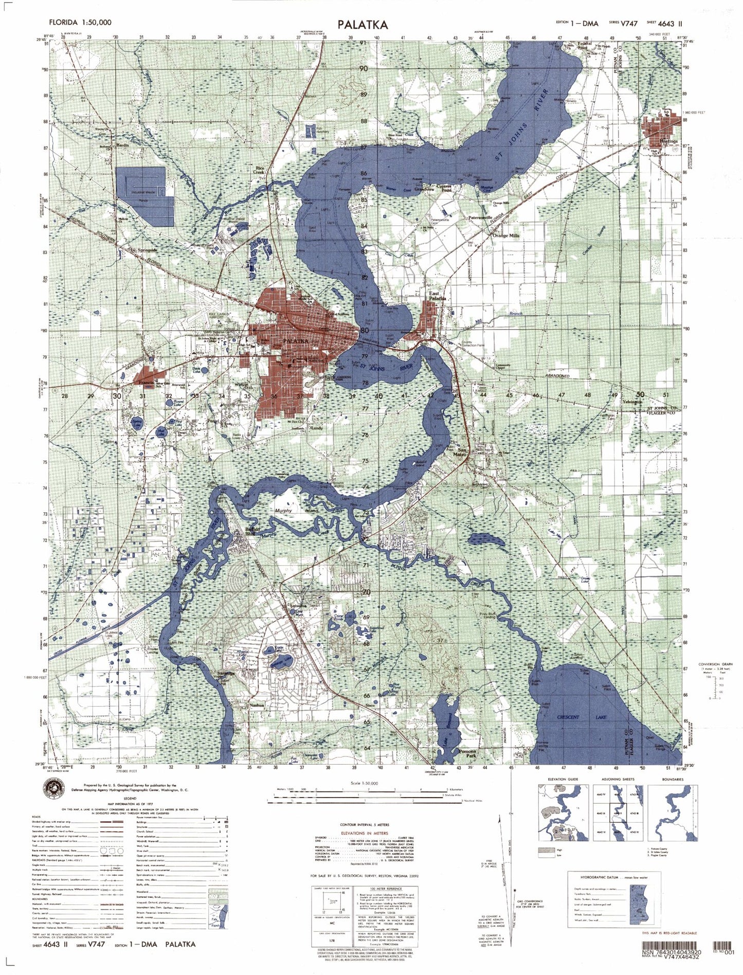 Palatka Florida Military 1:50,000 Map