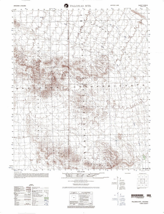 Palomas Mountains Arizona Military 1:50,000 Map