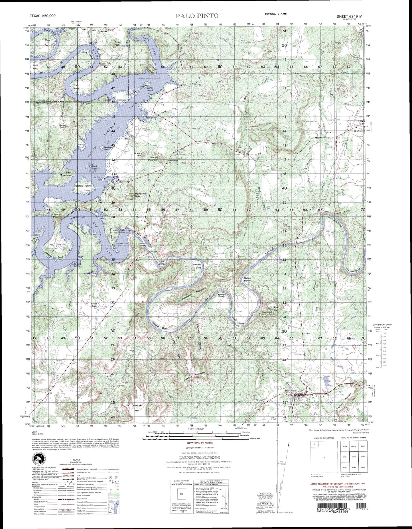 Palo Pinto Texas Military 1:50,000 Map