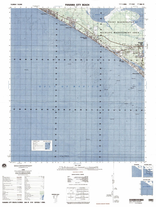 Panama City Beach Florida Military 1:50,000 Map