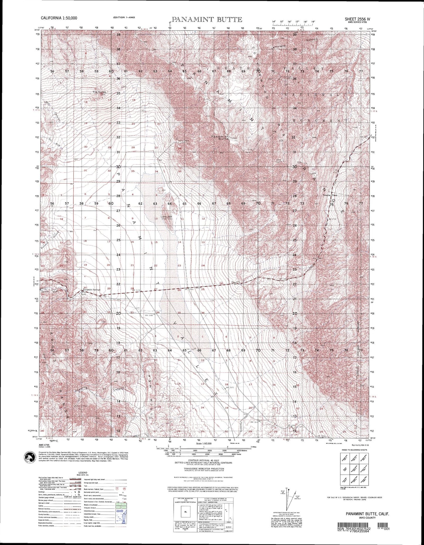 Panamint Butte California Military 1:50,000 Map