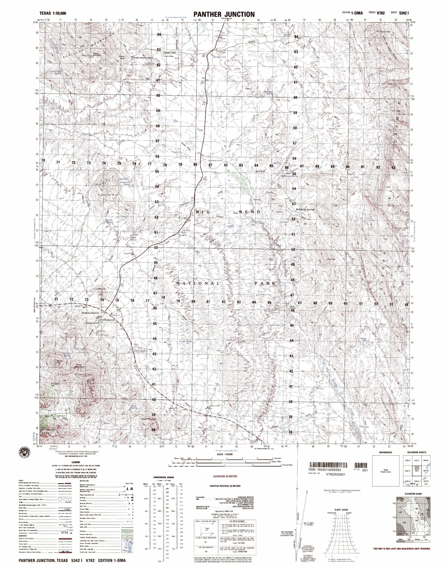 Panther Junction Texas Military 1:50,000 Map