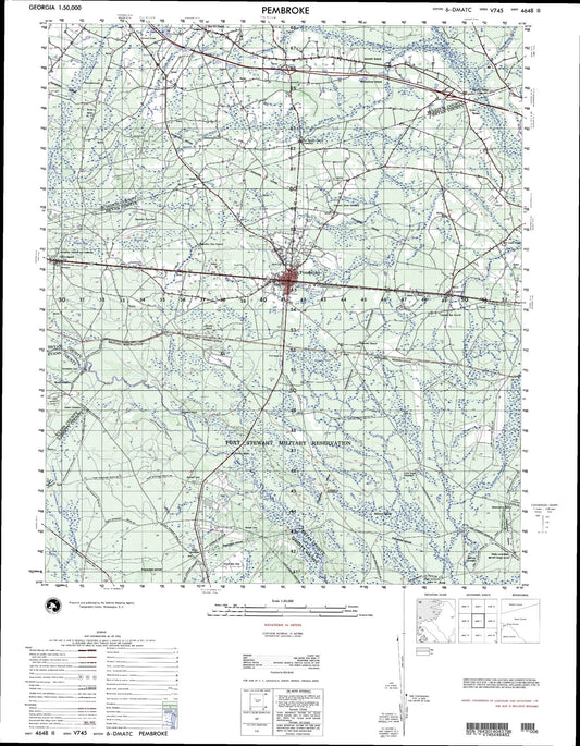 Pembroke Georgia Military 1:50,000 Map