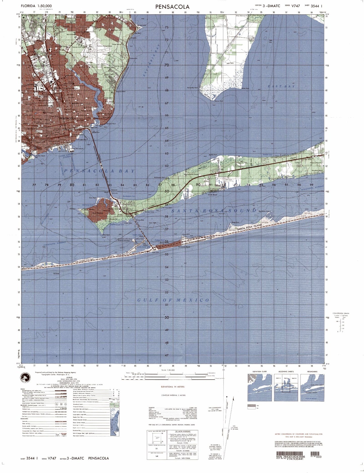 Pensacola Florida Military 1:50,000 Map