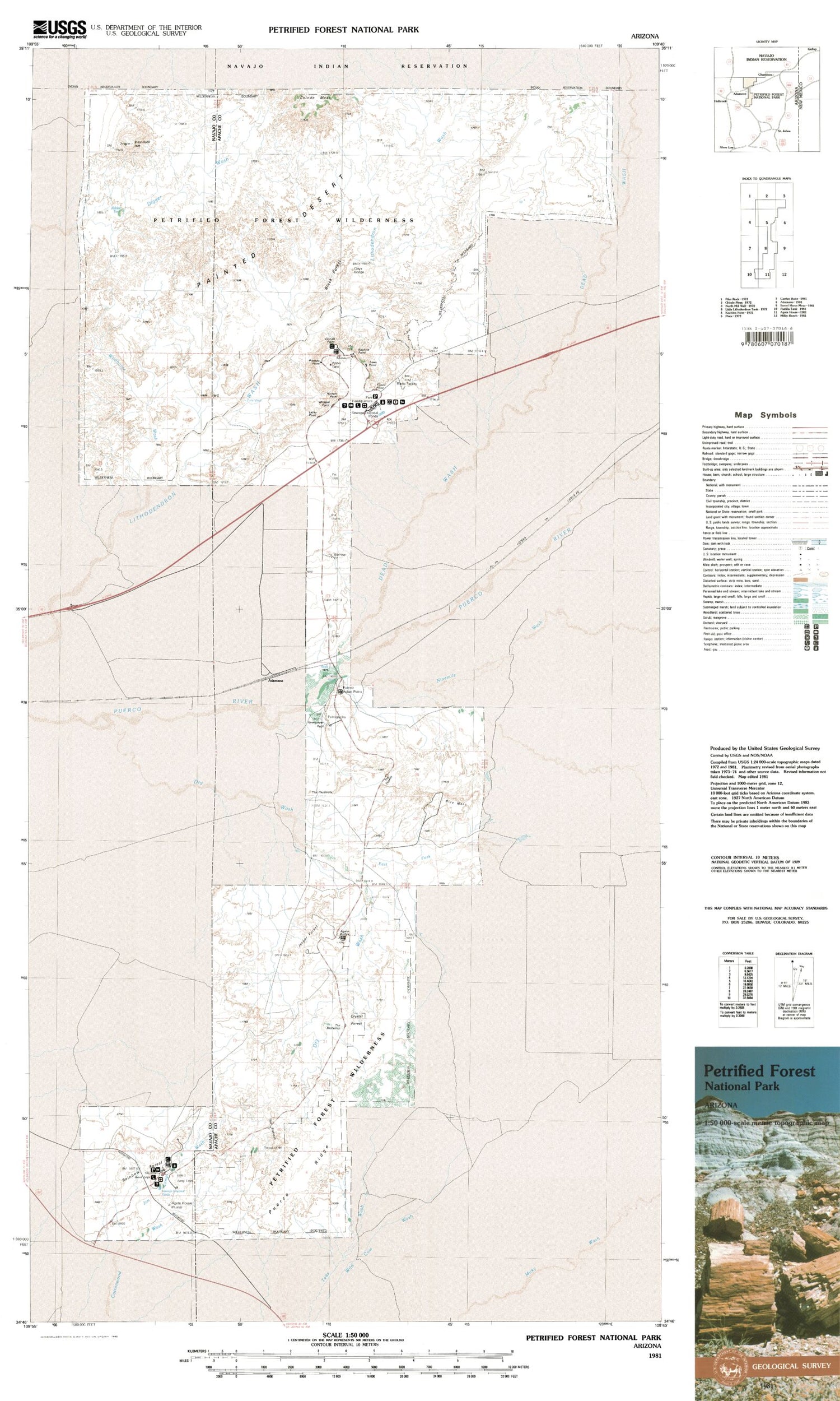 Petrified Forest National Park Arizona Military 1:50,000 Map