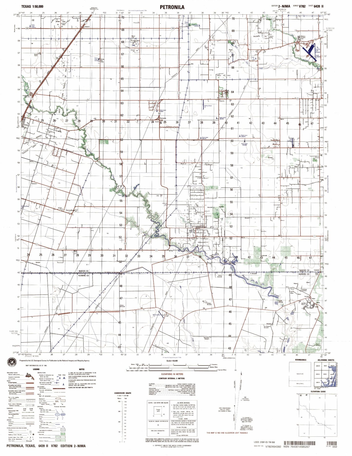 Petronila Texas Military 1:50,000 Map