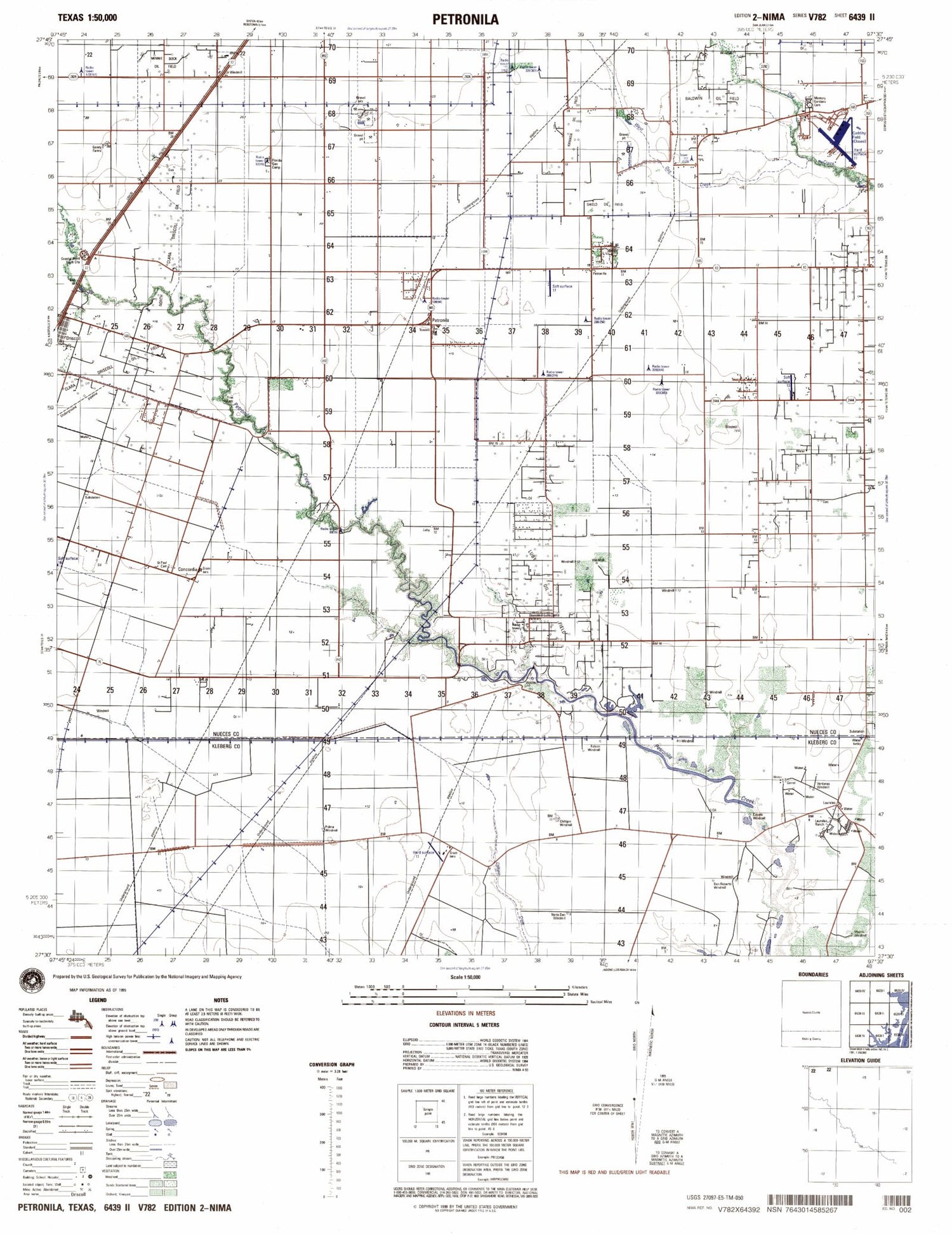 Petronila Texas Military 1:50,000 Map