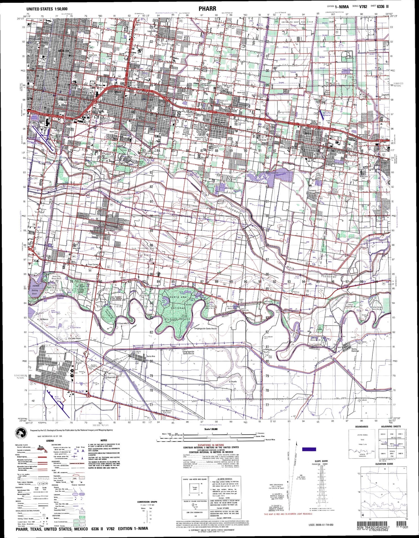 Pharr Texas Military 1:50,000 Map