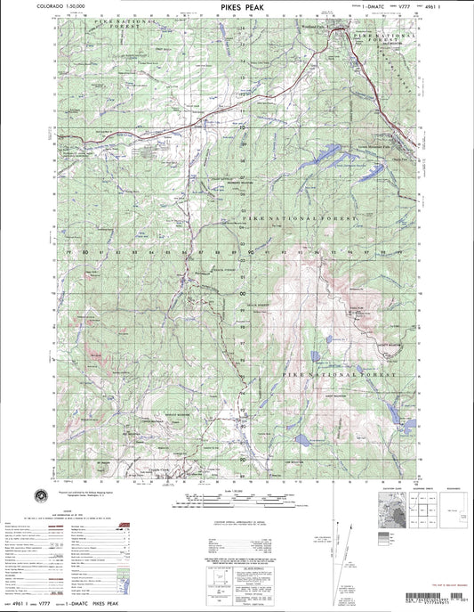 Pikes Peak Colorado Military 1:50,000 Map