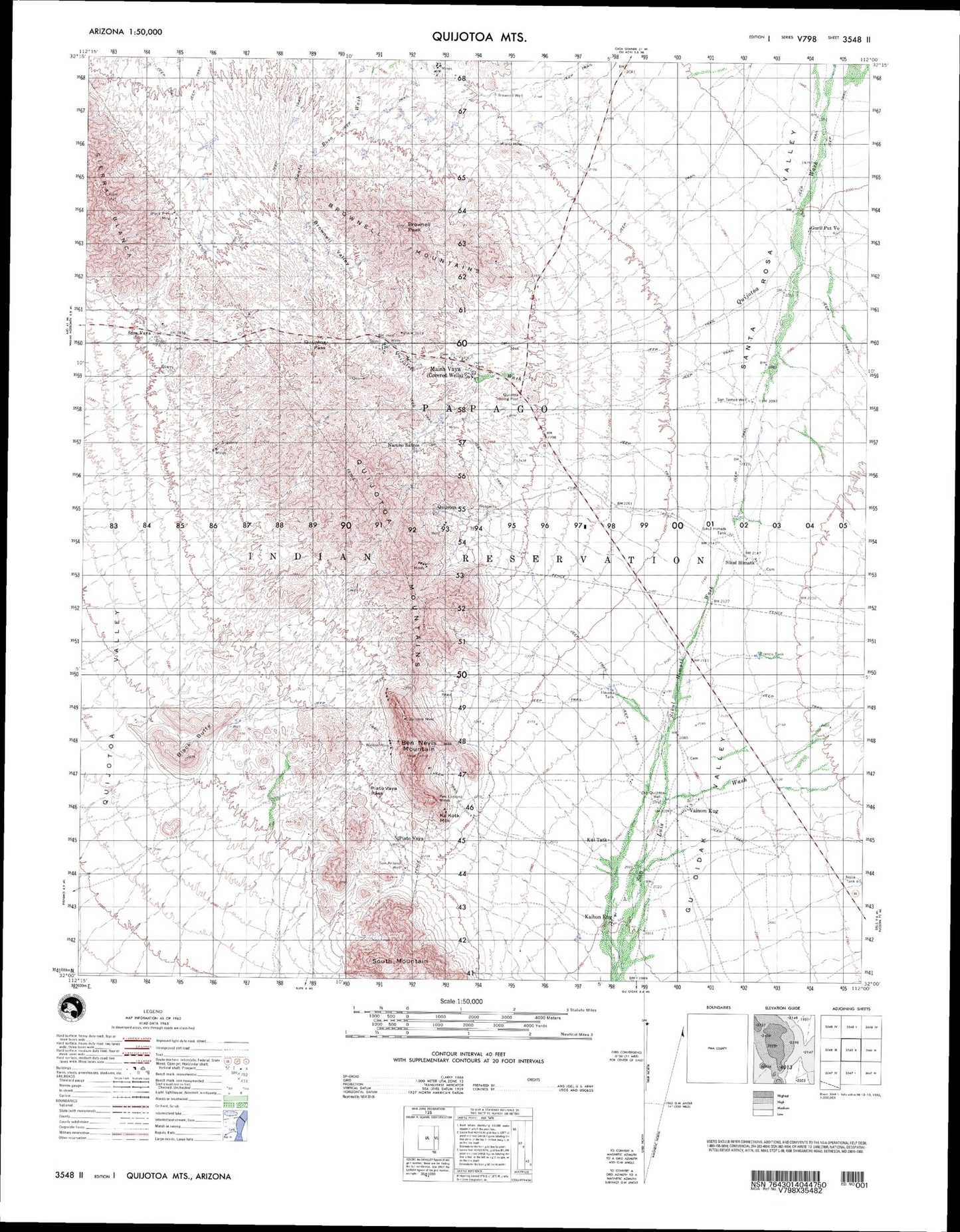 Pisinimo Arizona Military 1:50,000 Map