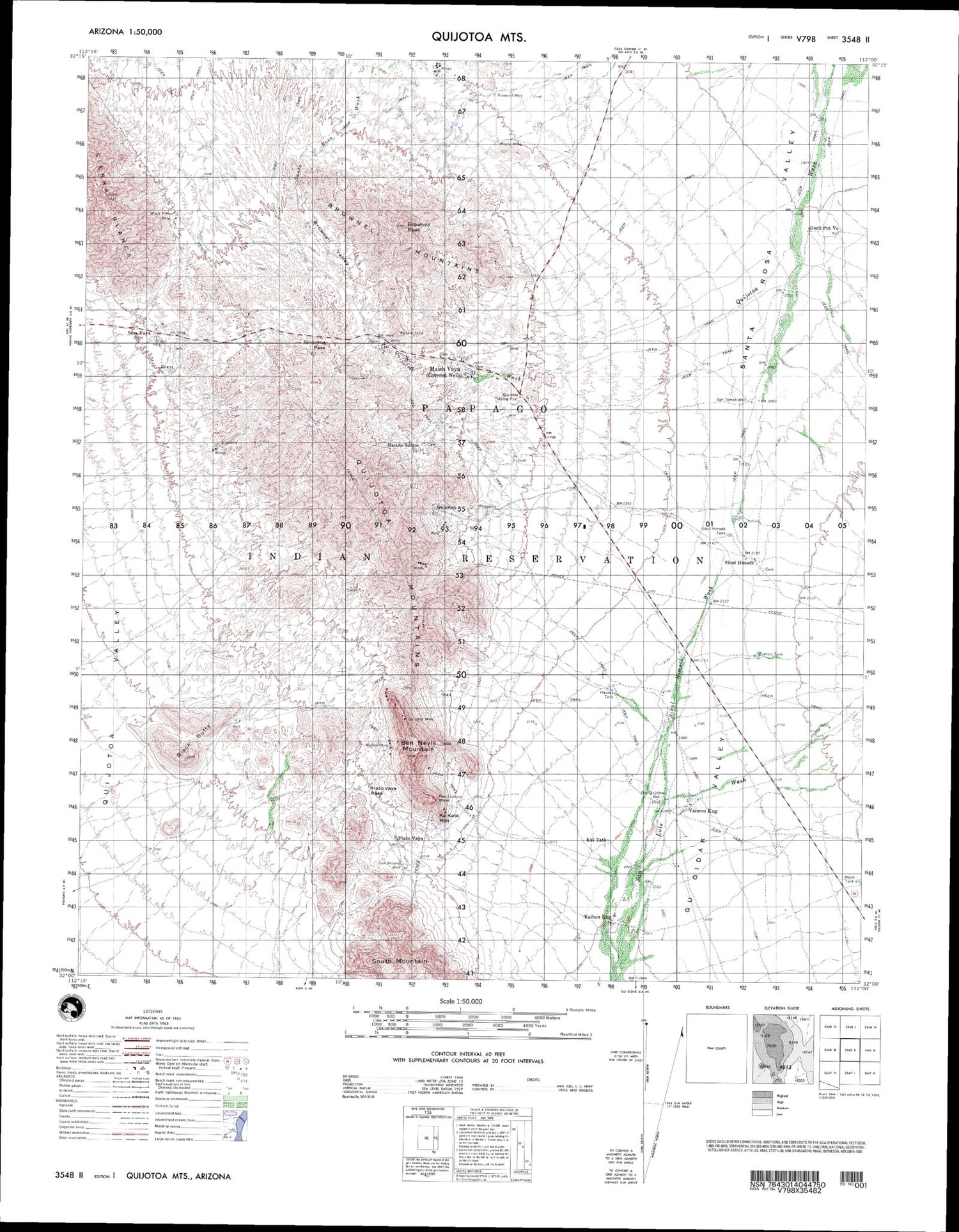 Pisinimo Arizona Military 1:50,000 Map