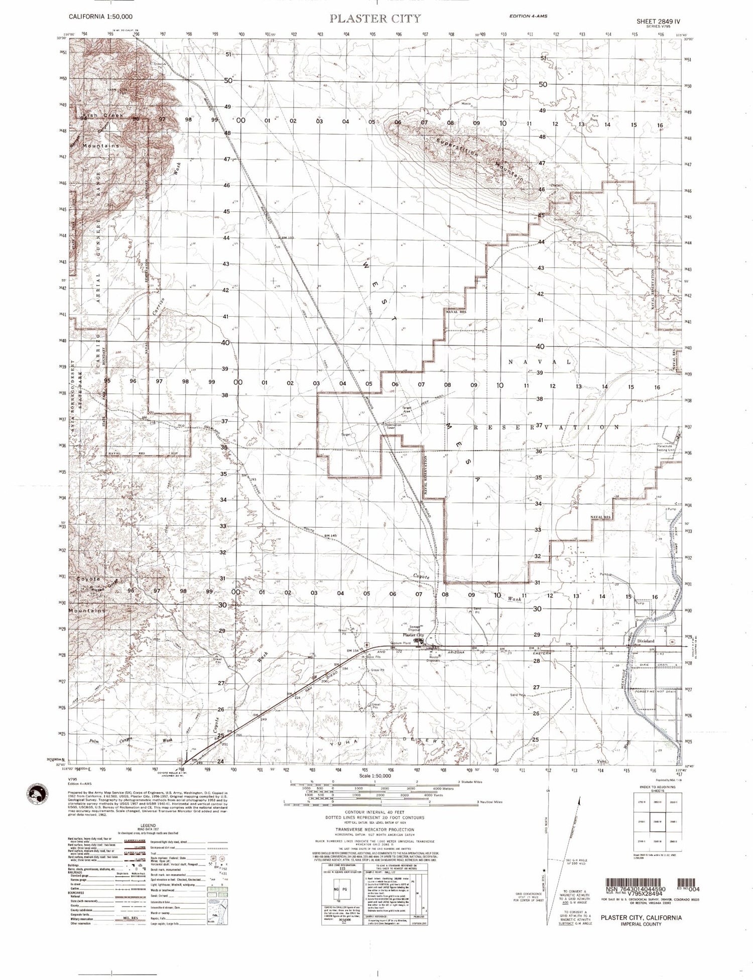 Plaster City California Military 1:50,000 Map