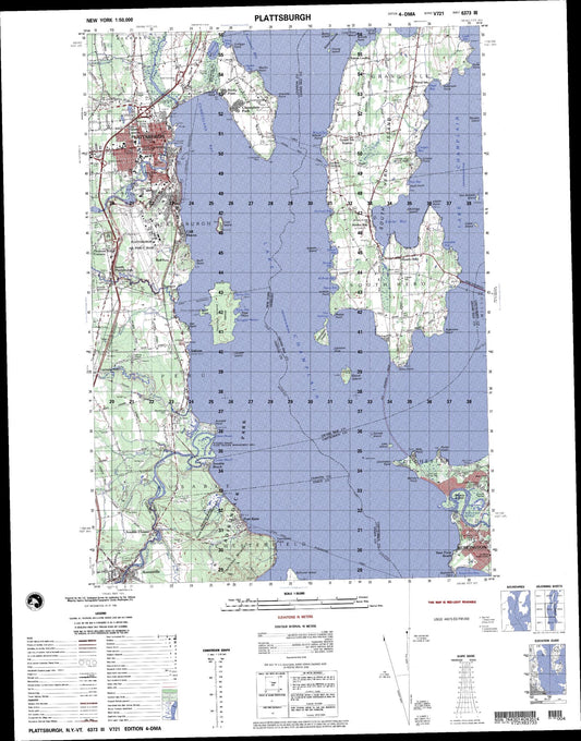 Plattsburgh New York Military 1:50,000 Map