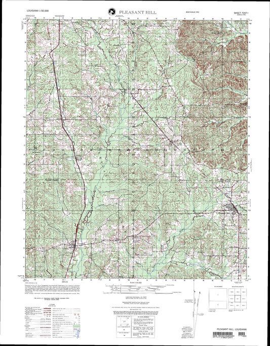 Pleasant Hill Louisiana Military 1:50,000 Map