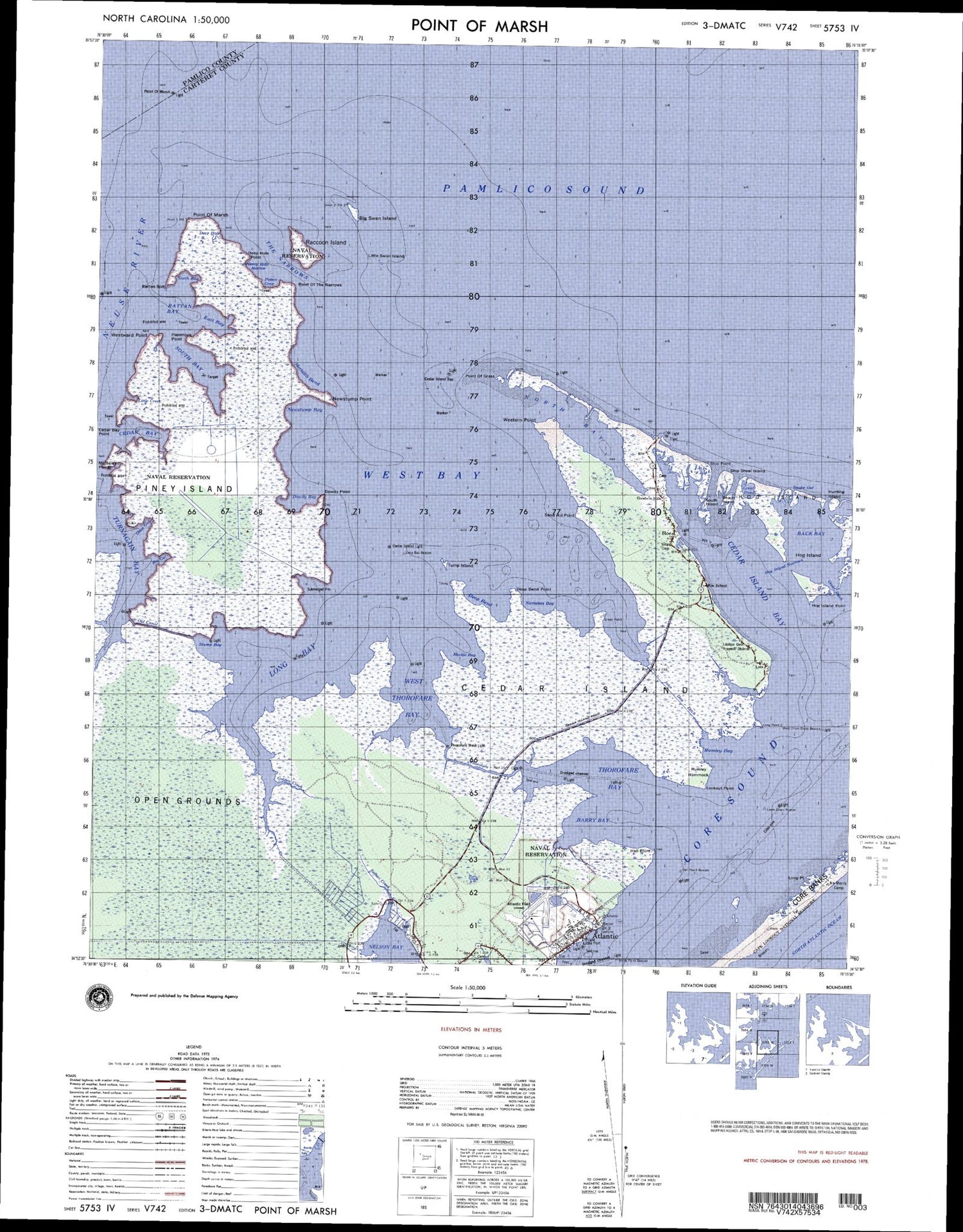 Point Of Marsh North Carolina Military 1:50,000 Map