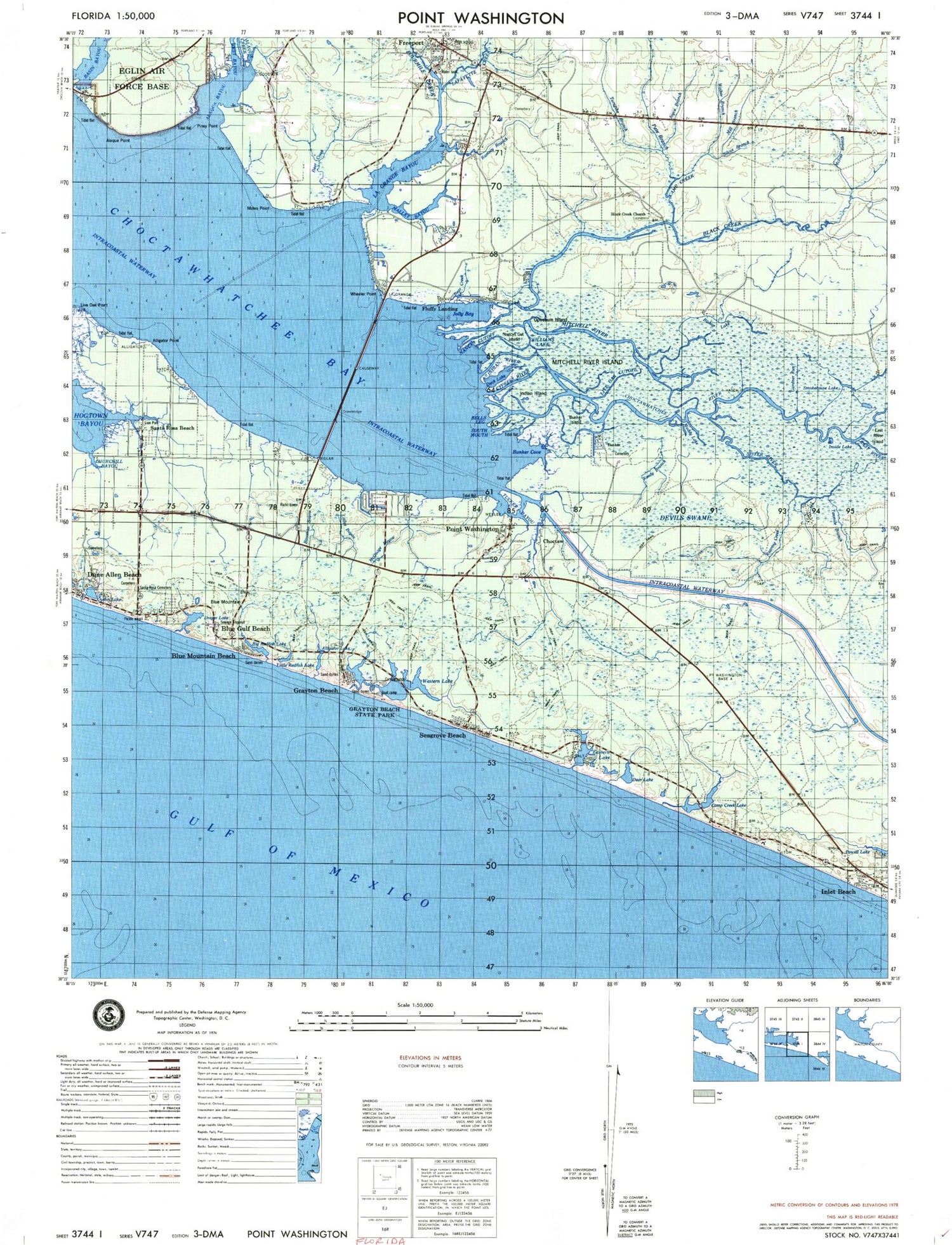 Point Washington Florida Military 1:50,000 Map