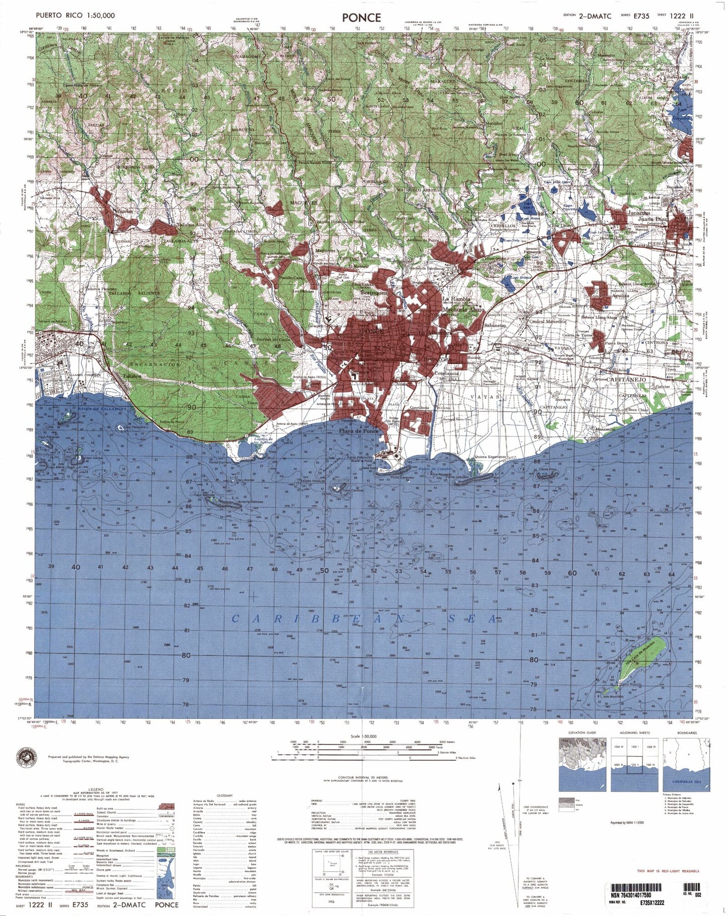 Ponce Puerto Rico Military 1:50,000 Map