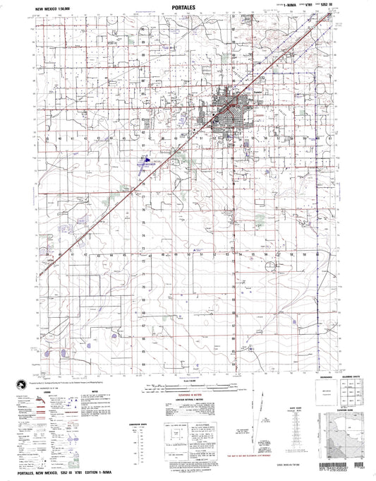 Portales New Mexico Military 1:50,000 Map