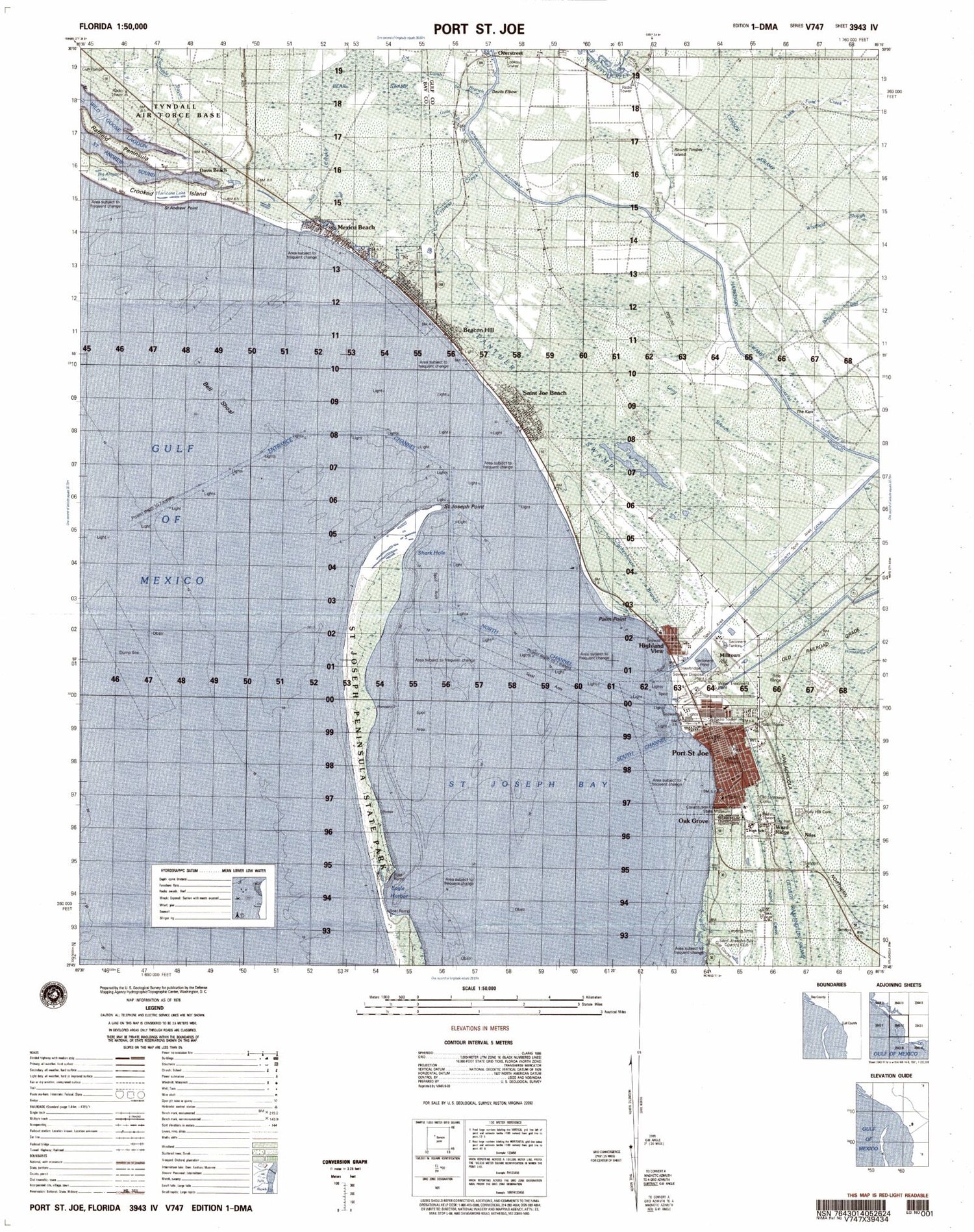 Port St Joe Florida Military 1:50,000 Map