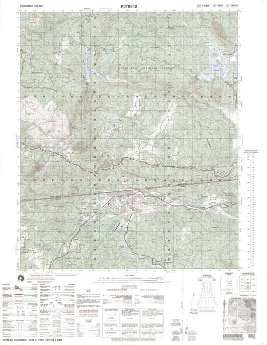 Potrero California Military 1:50,000 Map