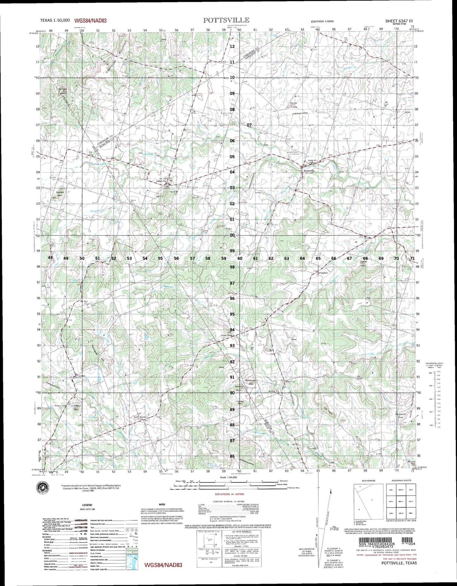 Pottsville Texas Military 1:50,000 Map