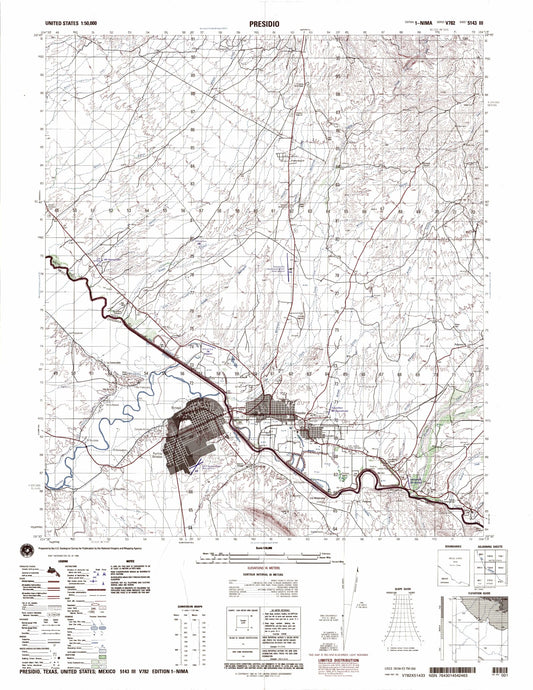 Presidio Texas Military 1:50,000 Map