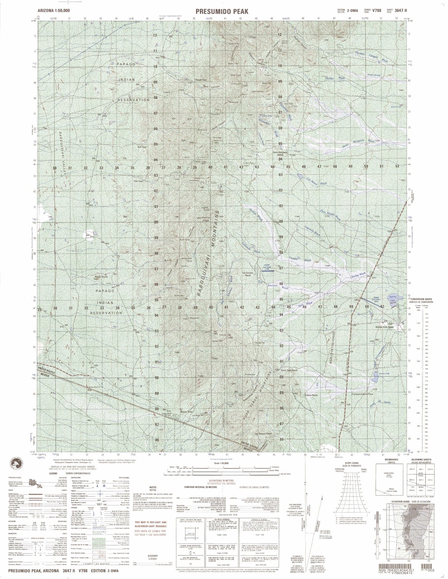 Presumido Peak Arizona Military 1:50,000 Map