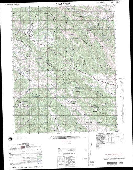 Priest Valley California Military 1:50,000 Map