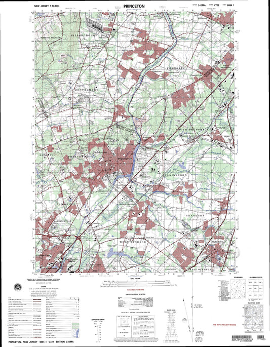 Princeton New Jersey Military 1:50,000 Map