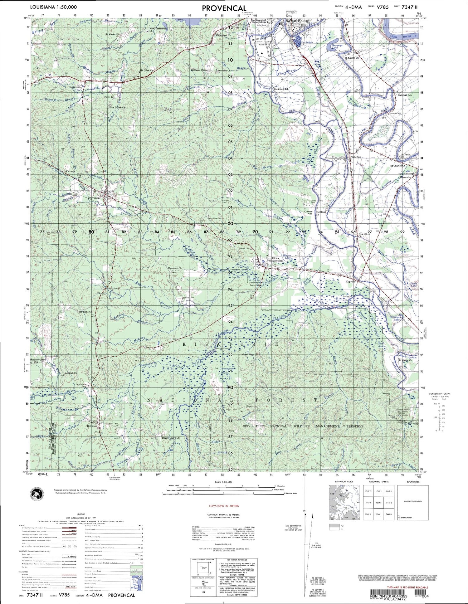 Provencal Louisiana Military 1:50,000 Map