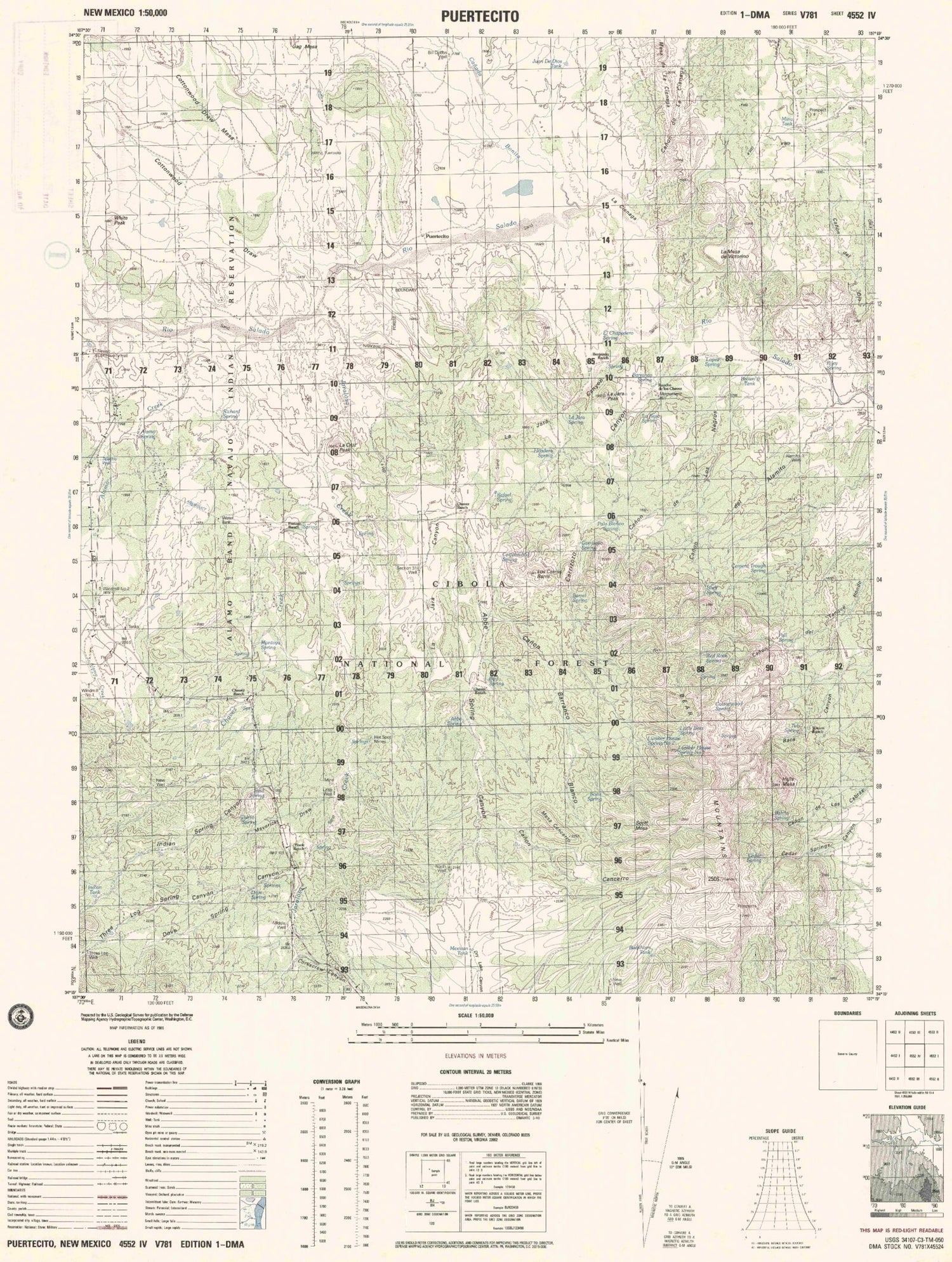 Puertecito New Mexico Military 1:50,000 Map