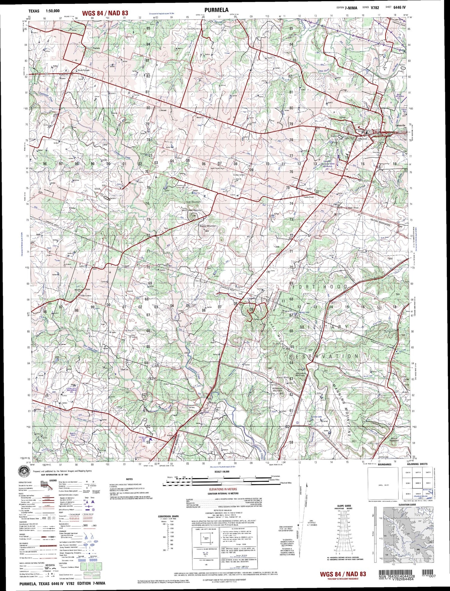 Purmela Texas Military 1:50,000 Map