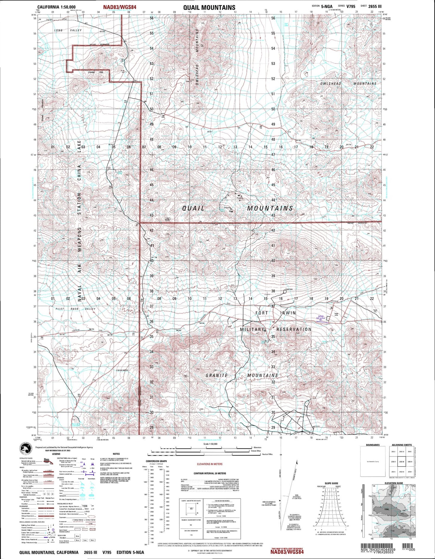 Quail Mountains California Military 1:50,000 Map