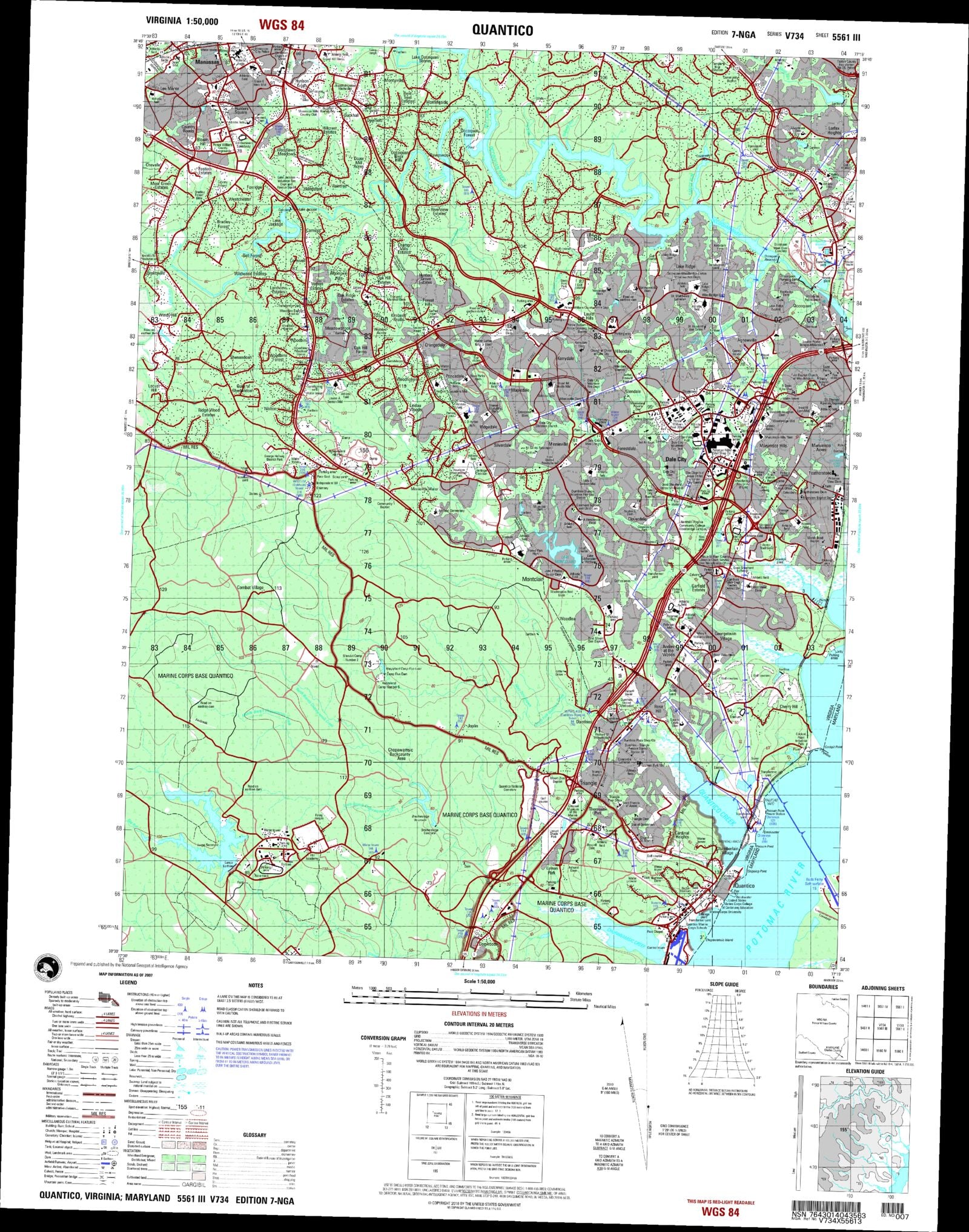 Quantico Virginia Military 1:50,000 Map – MyTopo Map Store