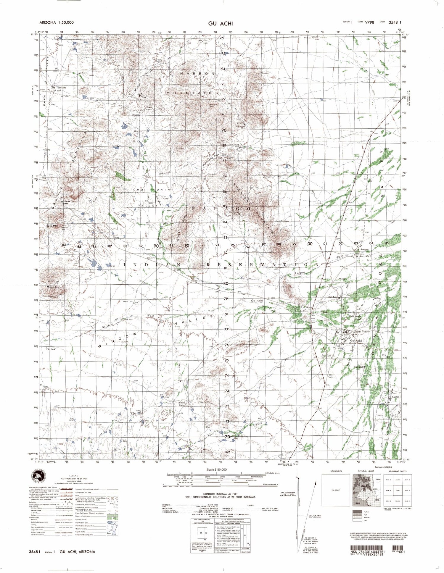 Quijotoa Mountains Arizona Military 1:50,000 Map