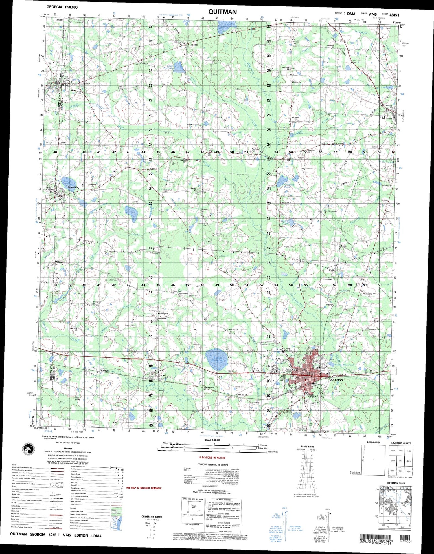 Quitman Georgia Military 1:50,000 Map