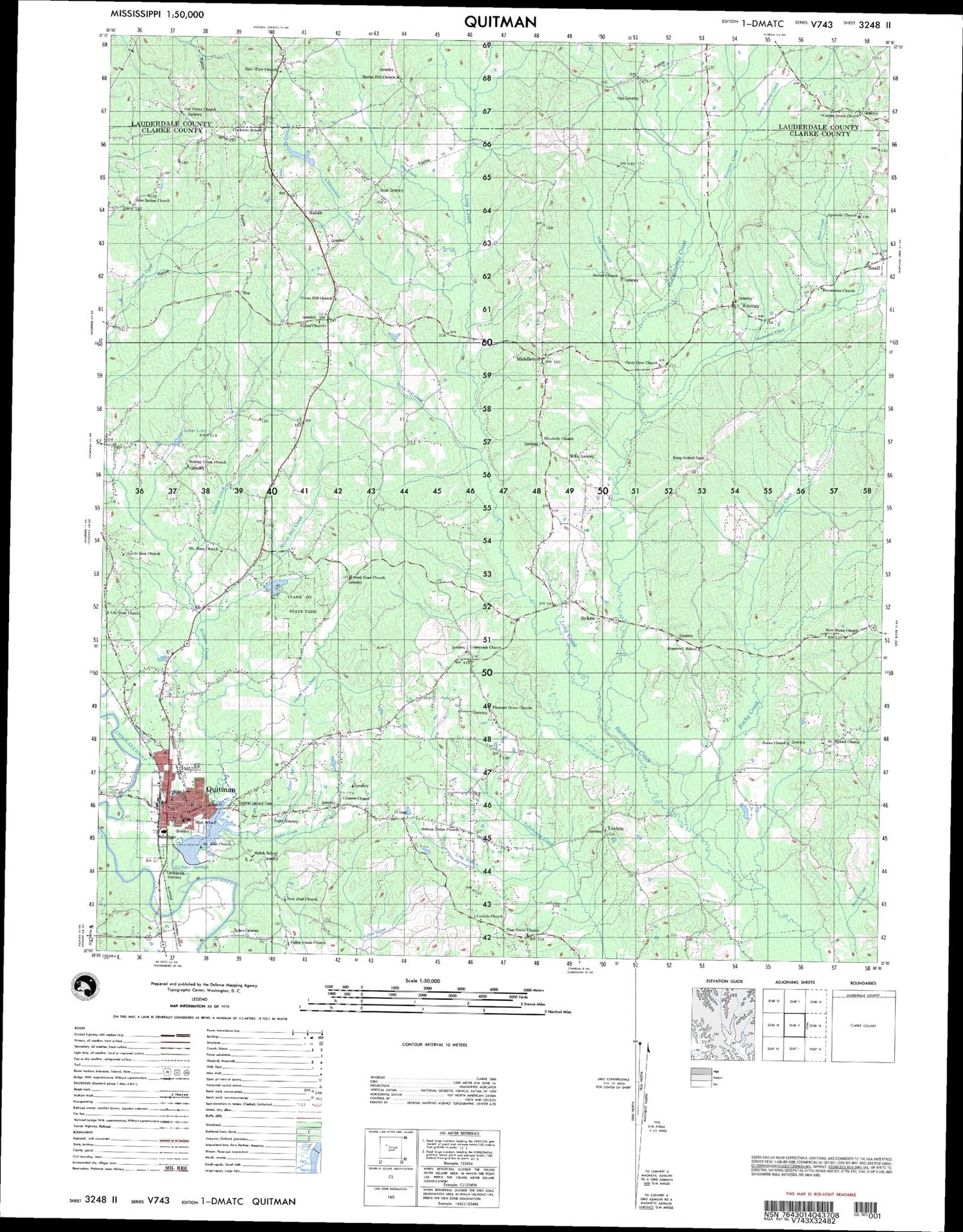 Quitman Mississippi Military 1:50,000 Map