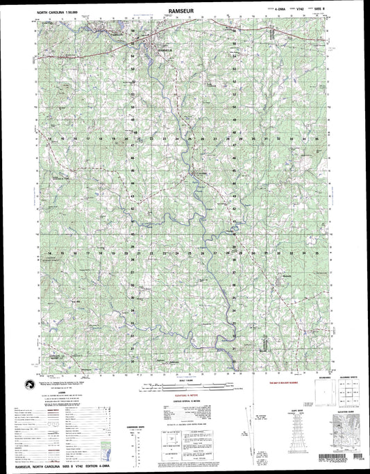 Ramseur North Carolina Military 1:50,000 Map