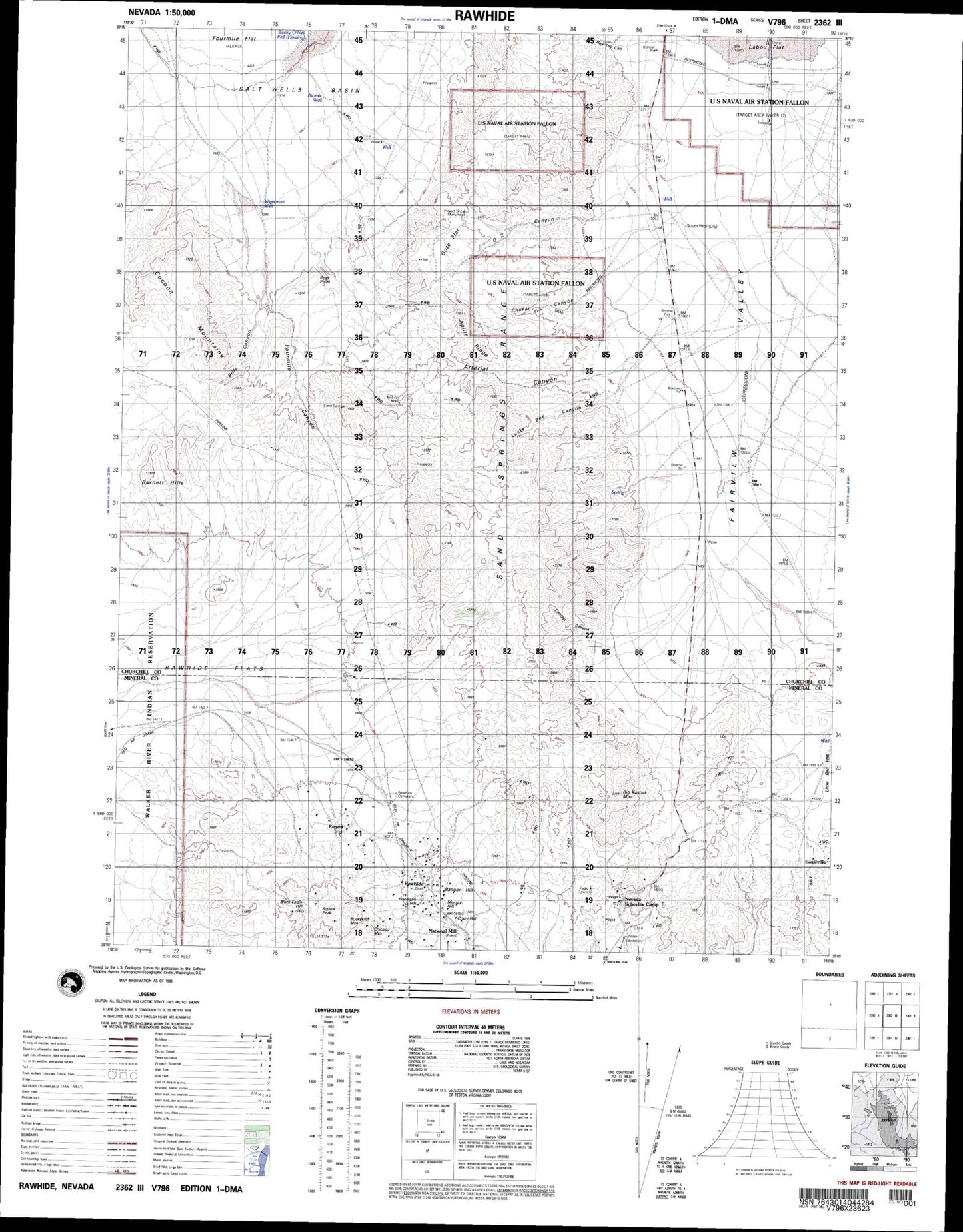 Rawhide Nevada Military 1:50,000 Map