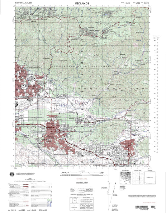 Redlands California Military 1:50,000 Map