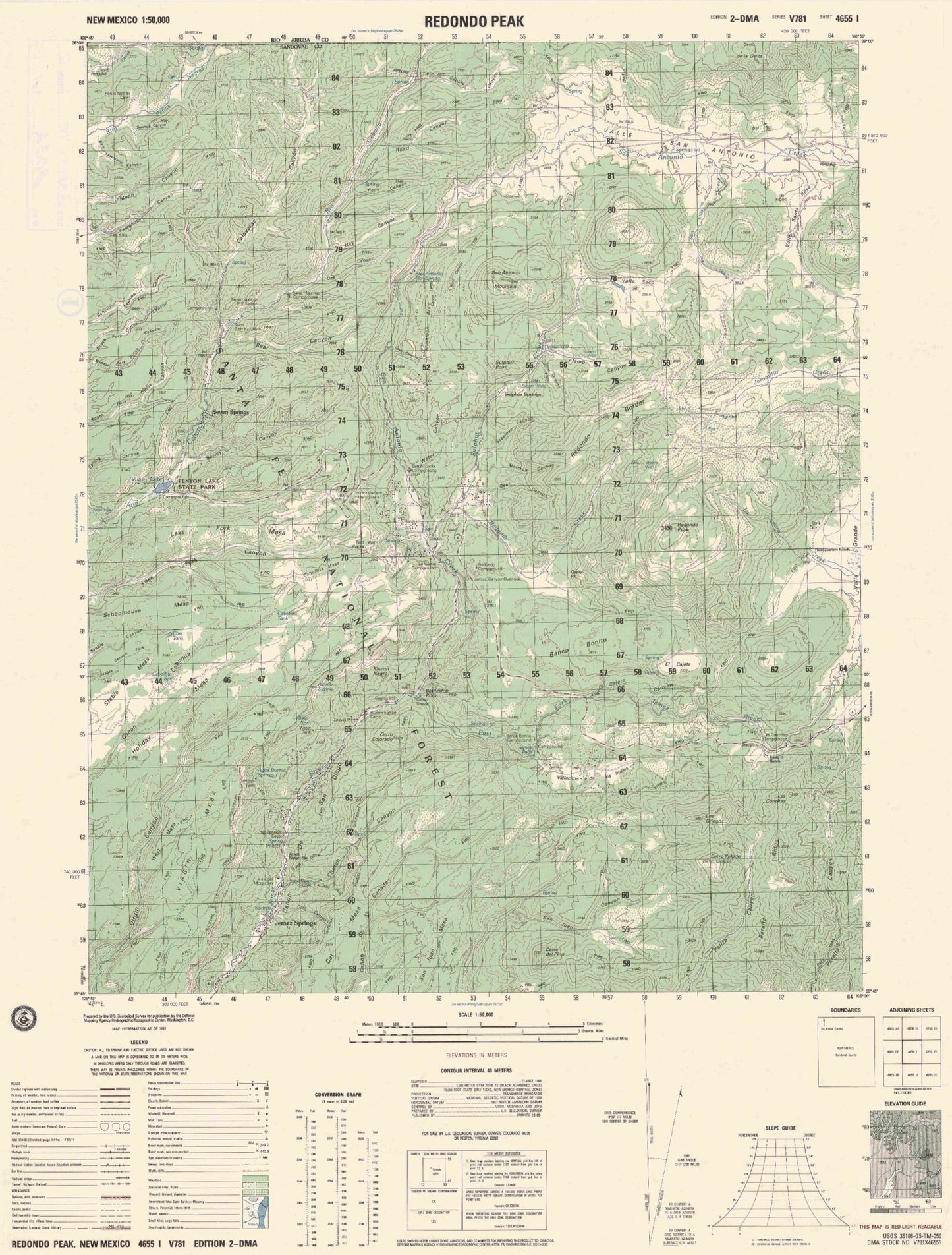 Redondo Peak New Mexico Military 1:50,000 Map