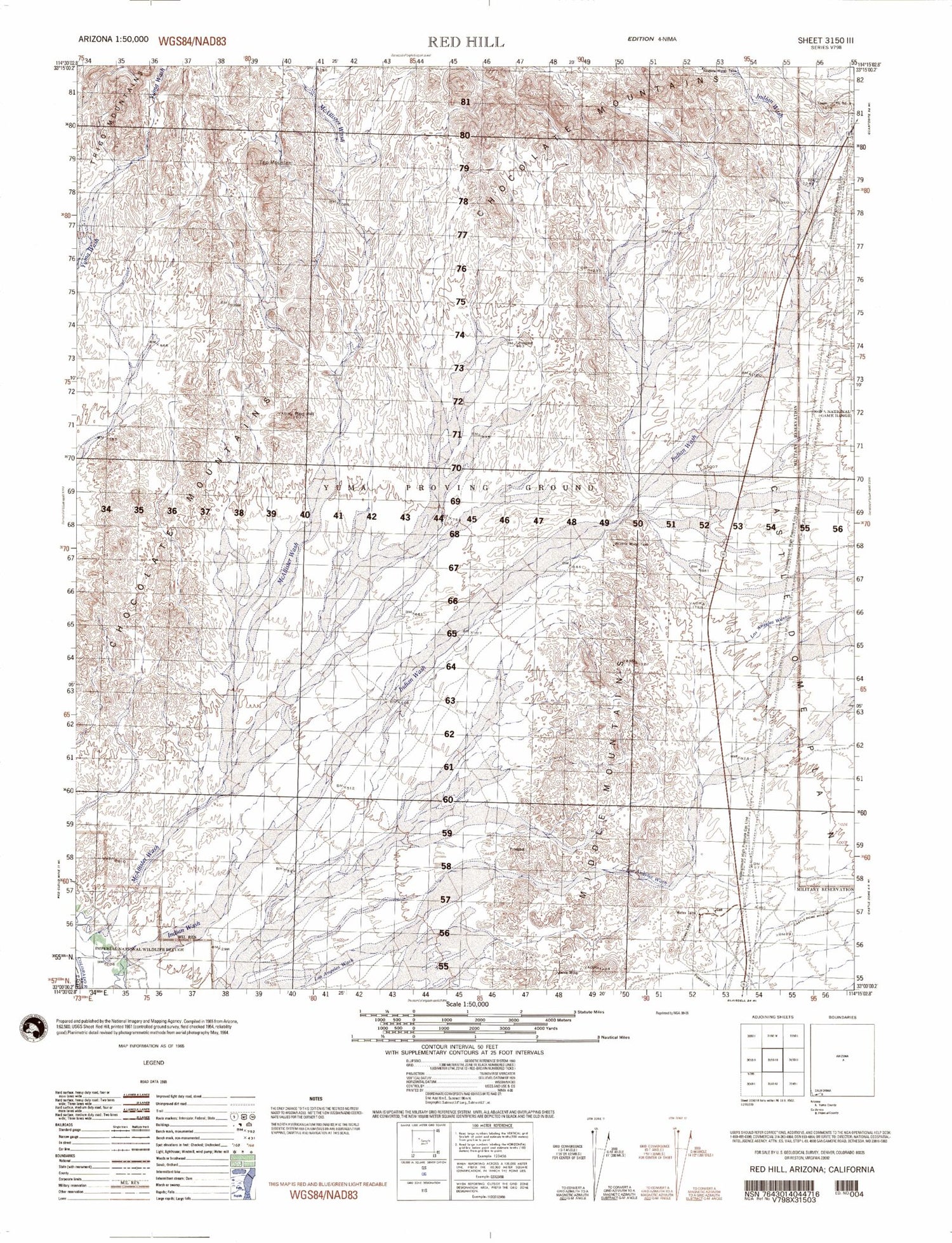 Red Hill Arizona Military 1:50,000 Map