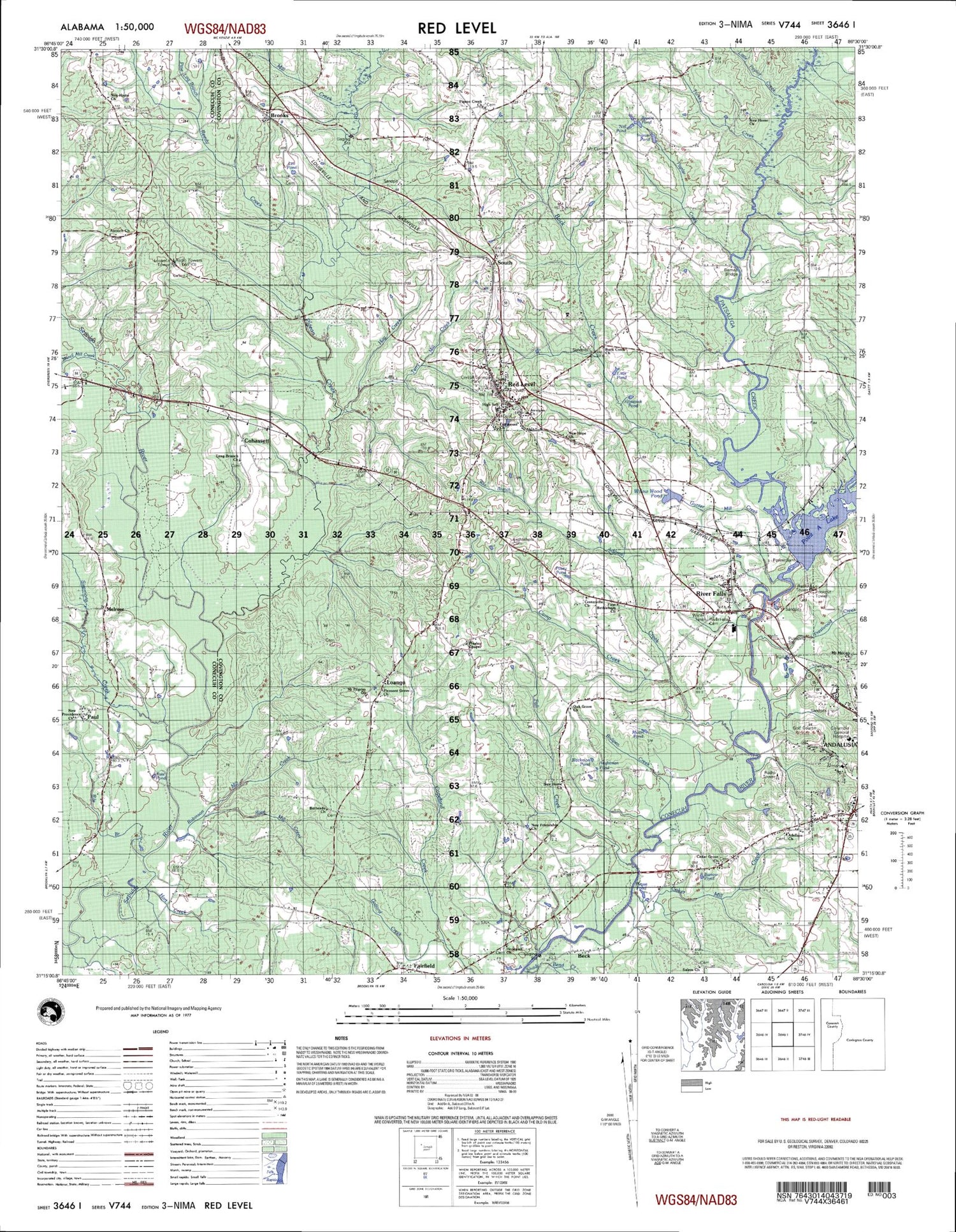 Red Level Alabama Military 1:50,000 Map