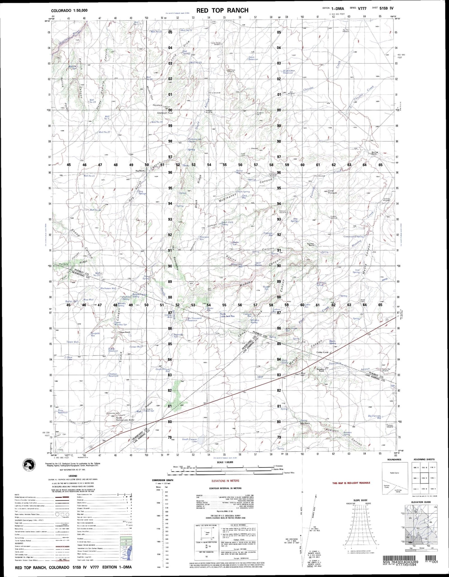 Red Top Ranch Colorado Military 1:50,000 Map