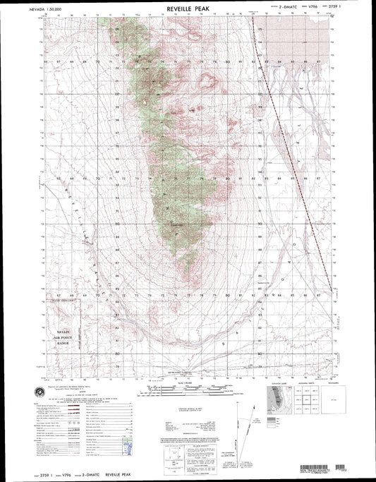 Reveille Peak Nevada Military 1:50,000 Map