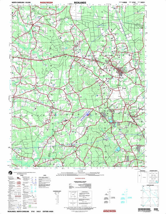 Richlands North Carolina Military 1:50,000 Map